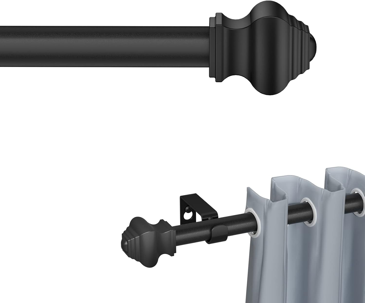 Window Treatment Hardware - Curtain Rods for Windows 32-48 inch, 5/8 inch Matte Black Curtain Rod with Brackets Adjustable by Splicing for Bedroom Kitchen Study Living Room