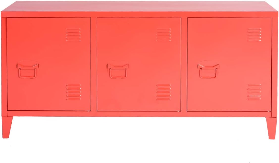 Amazon Com Houseinbox Office File Storage Metal Cabinet 3 Door Cupboard Locker Organizer Console Stand 3 In 1 Black Red Kitchen Dining