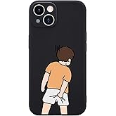 Wihytec Cartoon Boy Funny Phone Case for iPhone 15 Silly Boy Case Cover Liquid Silicone Soft Gel Rubber Matt Phone Cover with Microfiber Lining Protective Cover