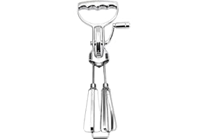 Hand Crank Egg Beater, 12 Inch Manual Rotary Egg Mixer, Stainless Steel Double Head Hand Mixer for Kitchen Cooking Baking