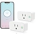 JUNLIT Mini Smart Plug, Smart Plugs That Work with Alexa and Google Home, 15A Smart Outlets with Timer & Group Controller, Timer, Schedule, Easy Setup, No Hub Required, ETL&FCC Certified, 2 Pack