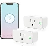 Mini Smart Plug, Alexa &amp; Google Assistant, 15A 2.4G WiFi, ETL&amp;FCC, 2 Pack | Smart WiFi Outlet with Timer &amp; Group Controller, No Hub Required, White