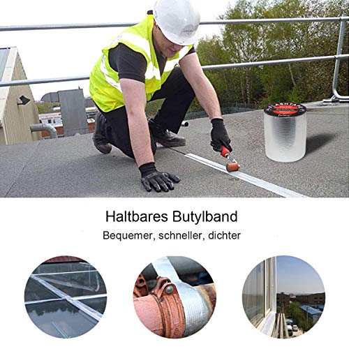 fowong Aluminum Wasserdichtes Klebeband, 10cm(B) x5M(L) Butyl Dichtungsband Alufolie Selbstklebend Reperaturband zum… – Bild 6