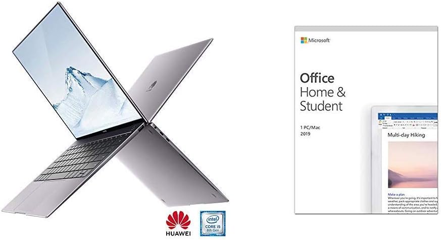 Huawei Matebook X PRO , MACH-W19 13.9" Laptop (Grey) 3k TouchScreen- 35.3 centimeters LCD Laptop - Intel 8th Generation i5-8250U 1.8 GHz, 8 GB RAM, 256GB SDD + Microsoft Office Home & Student 2019