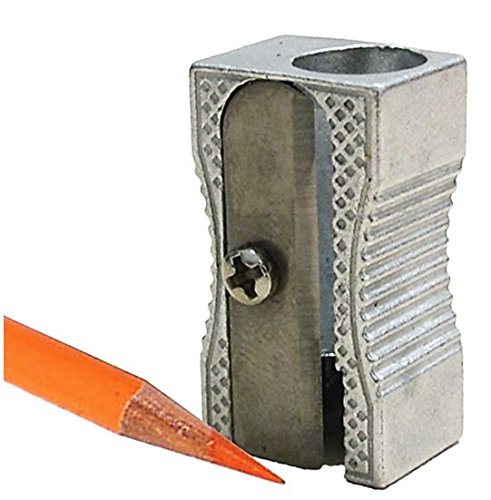 24 Metal Rectangular Silver Pencil Sharpeners, 1 Hole Steel Blade