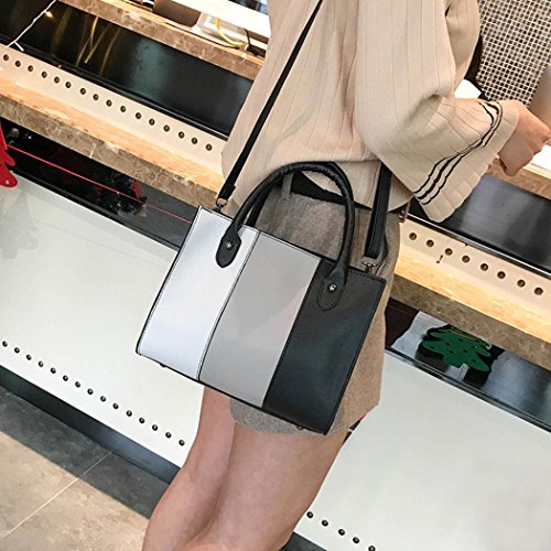 Women Handbag ,Todaies Woman Tote Casual Bags Crossbody Bag Hit color Leather Handbag Shoulder Bag 2018 (25cm(L)12cm(W)20cm(H), Gray)