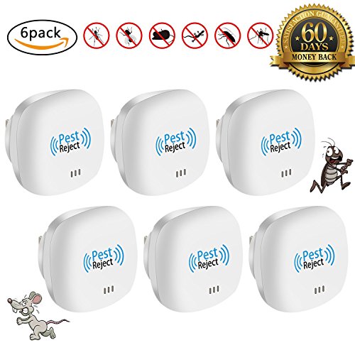 [2018 NEW]Ultrasonic Pest Repeller Plug in Pest Control - Mice Repellent & Rat Repellent in Pest Repellent - Bug Repellent for Ant,Mosquito,Mice,Flea,Fly,Spider,Roach,Rat - No More Trap & Bait(6 PACK)