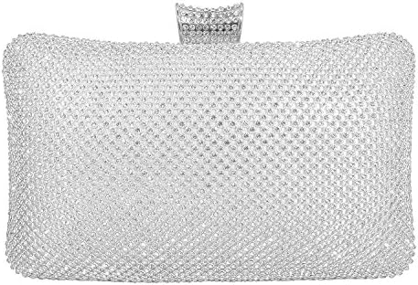 Crystal Clutch Luxury Women Rhinestone Evening Bag (silver), Large