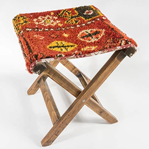 Portable bohemian stool, shaggy rug chair and table base Handmade