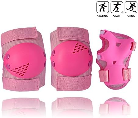 Child Kids' Protective Gear Set, Knee Pads Elbow Pads with Wrist Guards for Cycling Inline Roller Skating Skateboarding Scooter BMX Bike and Other Outdoor Sports Activities (Pink, Large)