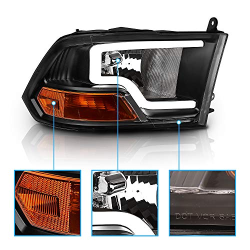 image for AmeriLite LED Plank Bar Black Replacement Headlights Assembly for Dodg