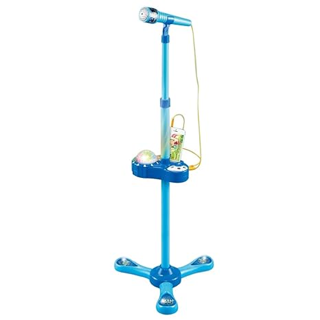 MAJOZ Karaoke Mikrofon für Kinder, Verstellbarer Ständer mit externer Musikfunktion und Blinklichter, Ideales Geschenk für Ki