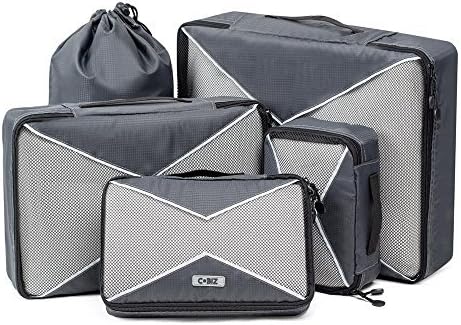 4 Set Packing Cubes，Bonus Free 2 Space Saver Compression Bags with Laundry Bag, Mesh Travel Packing Organizer For Carry On