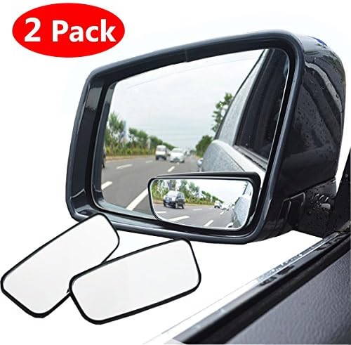 Square Blind Spot Mirror, 360° Rotate Adjustable Wide Angle Rear View Mirror HD Glass Convex Side View Mirror for All Universal Vehicles Car (Pack of 2)