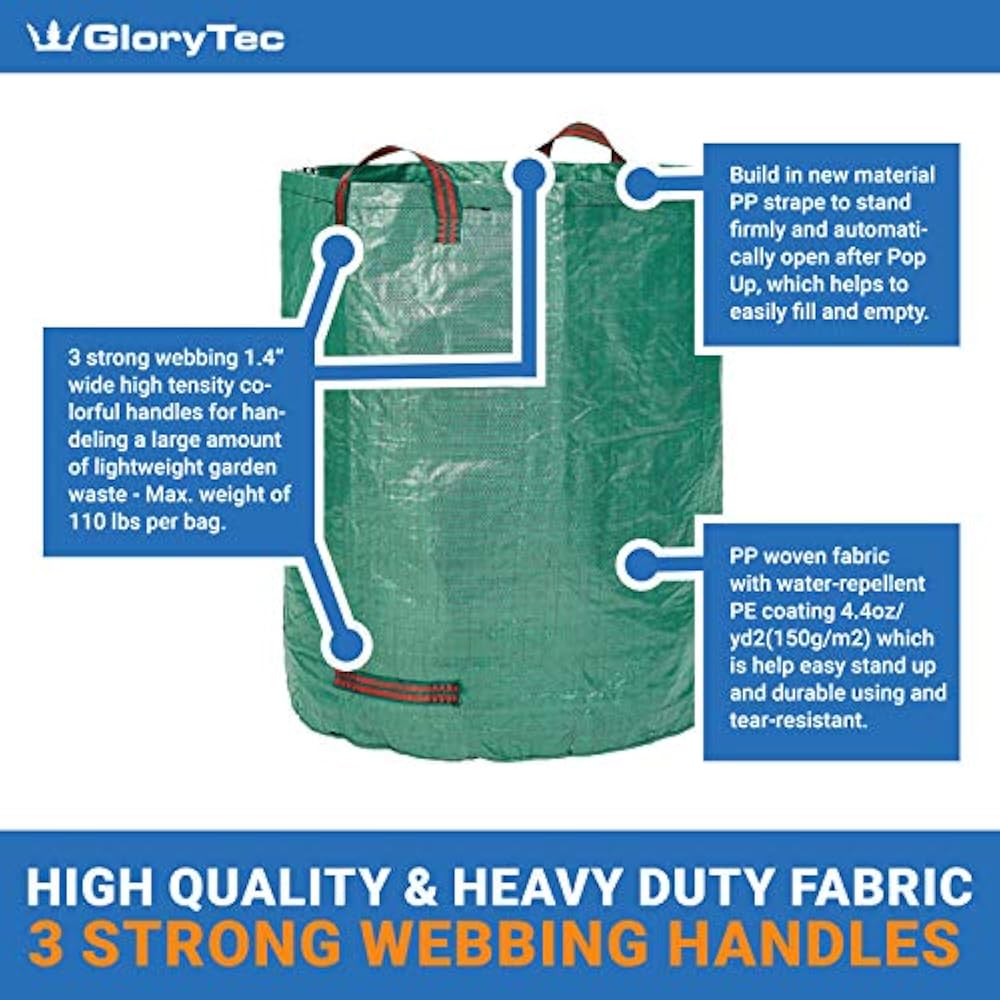 3Pack 80 Gallons Garden Bag Extra Large Reusable Leaf Bags Waste