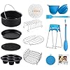 Yingrace-8-inch-Air-Fryer-Accessories-14-pcs-for-Tower-Phillips-Gowise-Airfryer-Fit-All-Standard-Deep-Fryer-Accessories-XXL-48-59-QT-for-Home-Use-8-Inch YINGRACE Air fryer Accessories, 12 pcs Deluxe Air Fryer Accessory Set Suitable for Cosori Ninja Salter Tefal 4.2L, 4.5L…