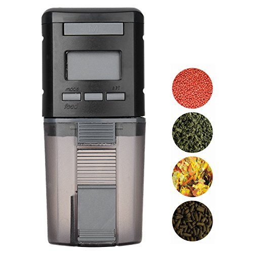Petacc Programmable Automatic Fish Feeder Multi-Functional Fish Food Dispenser Auto Fish Food Timer with LCD Display and Feeding Time Setting, Suitable for Aquarium, Fish Tank and Turtle Tank