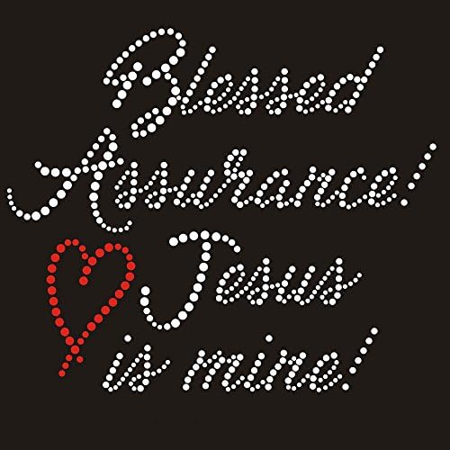Blessed Assurance Jesus is Mine Christian Sparkly Iron-on Rhinestone and Rhinestud Transfers for T-Shirts by JCS Rhinestones