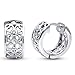 BERRICLE Rhodium Plated Sterling Silver Cubic Zirconia CZ Clover Small Fashion Hoop Huggie Earrings 0.55