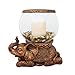 New Good Luck Decorative Gold Antiqued Elephant Glass Fish Bowl Tabletop Aquarium or Terrarium or Candle Holder, New 1 Gallon Size Fish Bowl with River Rocks