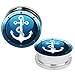 BodyJ4You Ear Gauges 0G Steel Logo Kit Screw Fit Plugs (8mm) - 6 pieces