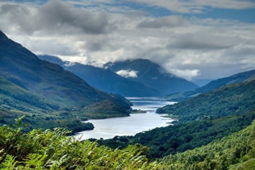 Mountains height scotland lake picturesque sky - Nature Poster Canvas Art Print (24x16inch)
