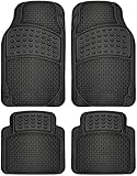 OxGord 4pc Rubber Floor Mats Universal Fit Front Driver Passenger Seat for Car SUV Van and Truck - Black