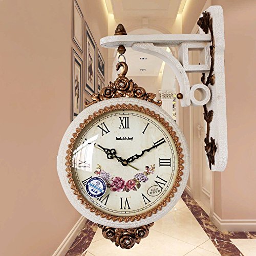 SSBY Tuba mute creative clocks hanging double sided wall clock the living room vintage retro clock two resin clock clock,A