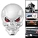 3D Chrome Skull Red Eyes Metal Decal Emblem Sticker Fairing Custom Motorcycle Cruiser Sport Bike