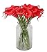 Duovlo 20pcs Calla Lily Bridal Wedding Bouquet Lataex Real Touch Artificial Flower Home Party Decor (Red)
