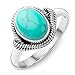925 Sterling Silver Reconstituted Turquoise Stone Oval Rope Edge Vintage Band Ring Size 6, 7, 8