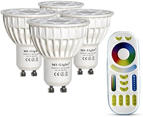 LIGHTEU®, 4X 4W GU10 RGB+CCT LED Spotlight Color Changing and CCT WW CW Temperature Adjustable, Original Mi-Light