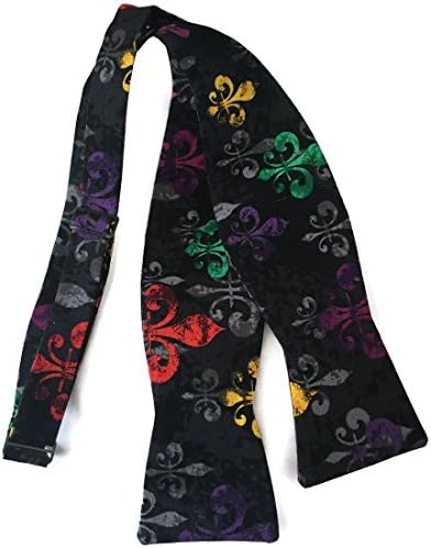 Men’s Mardi Gras Self-tie Bow Tie Black with Fleur De Lis