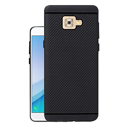 Hello Zone Exclusive Dotted Matte Finish Soft Rubberised Back Case Cover for Samsung Galaxy C7 Pro - Black