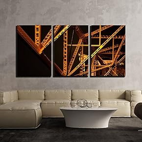 3 Piece Canvas Wall Art - Metal Construction Structures - Modern Home Art Stretched and Framed Ready to Hang - 16"x24"x3 Panels