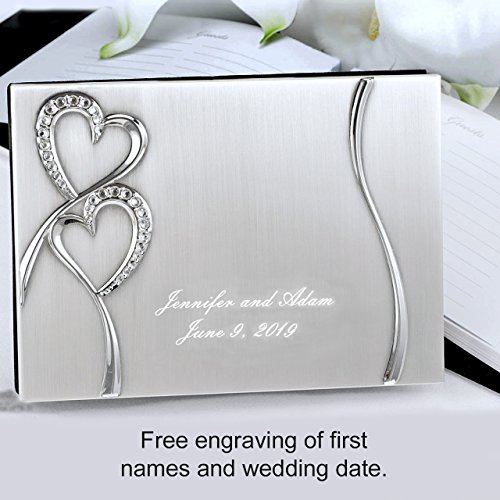 Personalized and Engraved Wedding Accessories Silver-Plated Guest Book, Sparkling Love