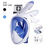 Unigear 180° Full Face Snorkel Mask -Panoramic View with Detachable Camera Mount and Earplug,Anti-Fog Anti-Leak Snorkeling Design for Adults and Youth