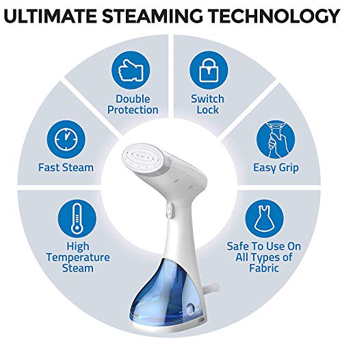 PurSteam Deluxe Travel Steamer for Clothes - Powerful 1300W Portable Handheld Garment Steamer, Removes Wrinkles with Ease - Fast Heat Up and Auto Shut-Off