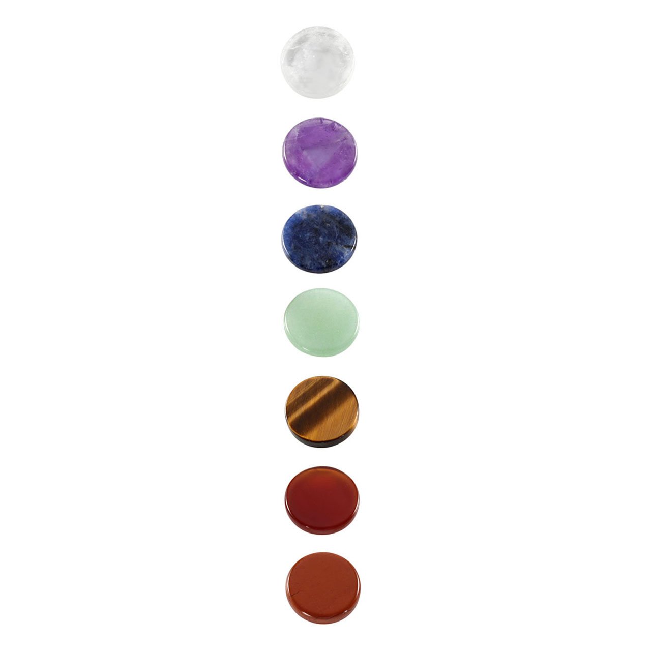 Top Plaza 7 Chakra Tumbled Gemstones Natural Reiki Healing Crystal Balancing Round Palm Worry Stones Kit Set(22.5MM)