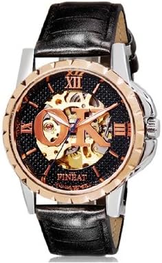 wwgy FINEAT 8022 ok Unisex Automatic Mechanical Watch with Faux Leather Strap M. , yellow