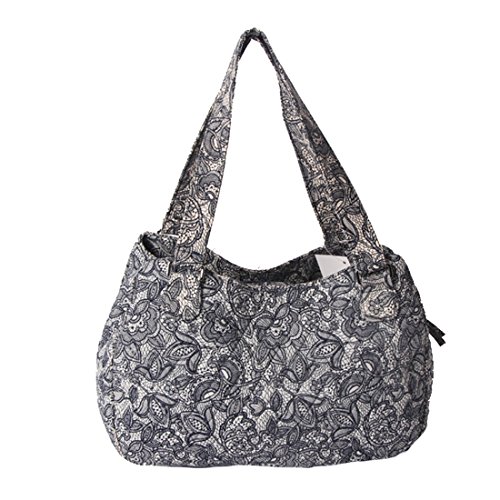 Cotton Quilted Handbags. Quilted Cotton Handle Bags Shoulder Bag (Grey).