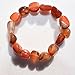 CHARGED Natural Carnelian Agate (Riverbed Agate) Crystal Bracelet Tumble Polished Stretchy + Selenite Heart Charging Crystal Included