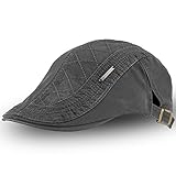 OMECHY Men's Cotton Flat Newsboy Cap Cabbie Ivy Duckbill Irish Cap Gatsby Driving Golf Beret Hat Grey