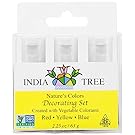 India Tree Natural Decorating Colors, 3 bottles(red,yellow,blue)2.25 oz/63 grams