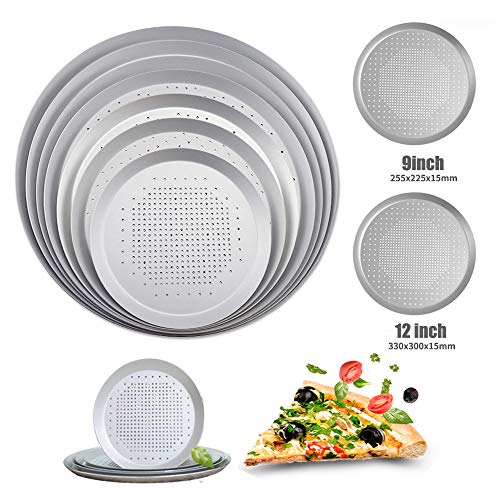 Perforated Pizza Pan 9 Inch, Non-stick Vented Pizza Baking Tray With Holes, Round Pizza Oven Tray Tools Kitchen Cooking Pan Kitchen Accessories (9 Inch - Holes)