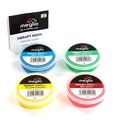 Meglio Therapy Hand Putty 2oz - for Hand Exercises Targeting Hand Recovery and Rehabilitation, Strength Training and Stress Relief, Variable Resistive Strength Extra Light, Light, Medium & Firm