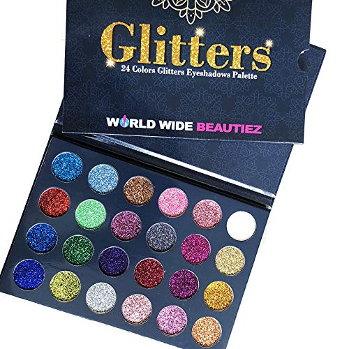 Pro Glitter Eyeshadow Palette - 24 Colors Glitter Eyeshadow Palette Shimmer Ultra Pigmented Makeup Eye Shadow Powder Long Lasting Waterproof