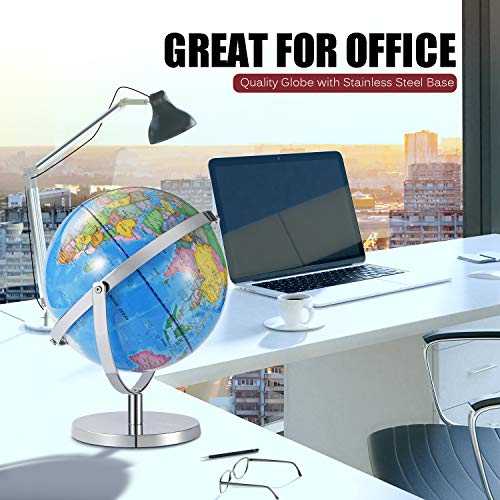 Desktop World Globes 720°Rotation - Educational World Globe with Stand Adults Geographic Gobles Discovery World Globe Educational Toy for Kids - Geography Learning Toy
