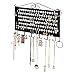 JackCubeDesign Wall Mounted Jewelry Organizer, Earring Necklace Bracelet Holder Display Hanger with 117 Holes & 12 Hooks (Black, 16.54 x 12.2 x 0.75 inches) - MK319A