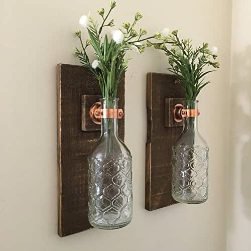 Wall Sconce (SET OF TWO) Hanging Flower Vases, Rustic Wall